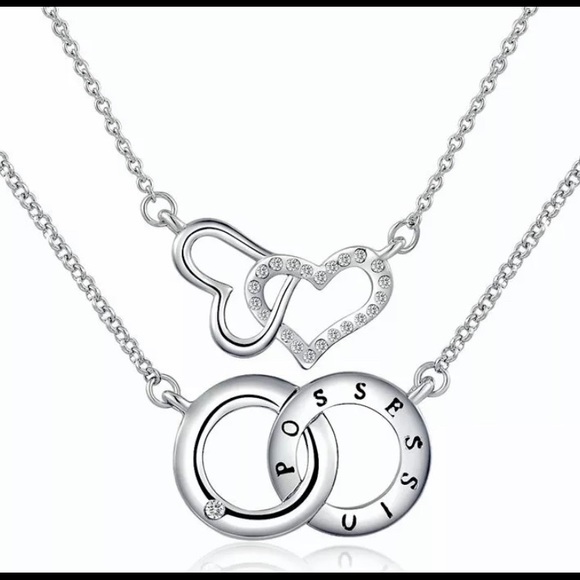 ❤️ Brand New Two Strand Heart Connected Necklace - Picture 4 of 11